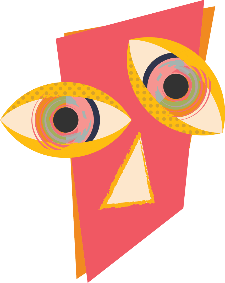 Colorful Abstract Face Design on Transparent Background