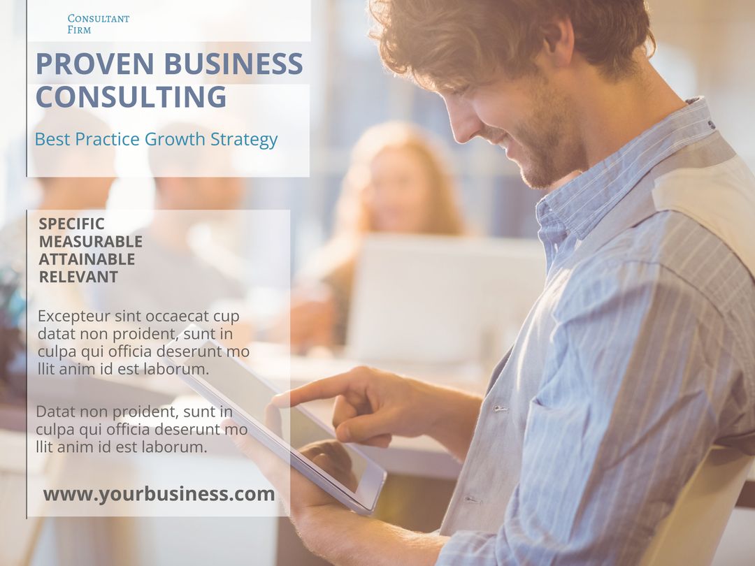 Business Professional Analyzing Data on Tablet for Consulting Success