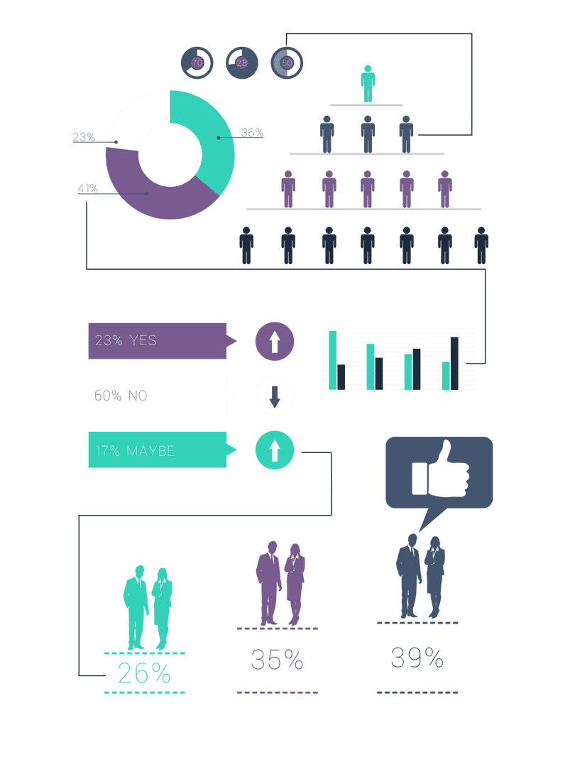 Illustration of Statistics Graphs and Infographics with Transparent Background