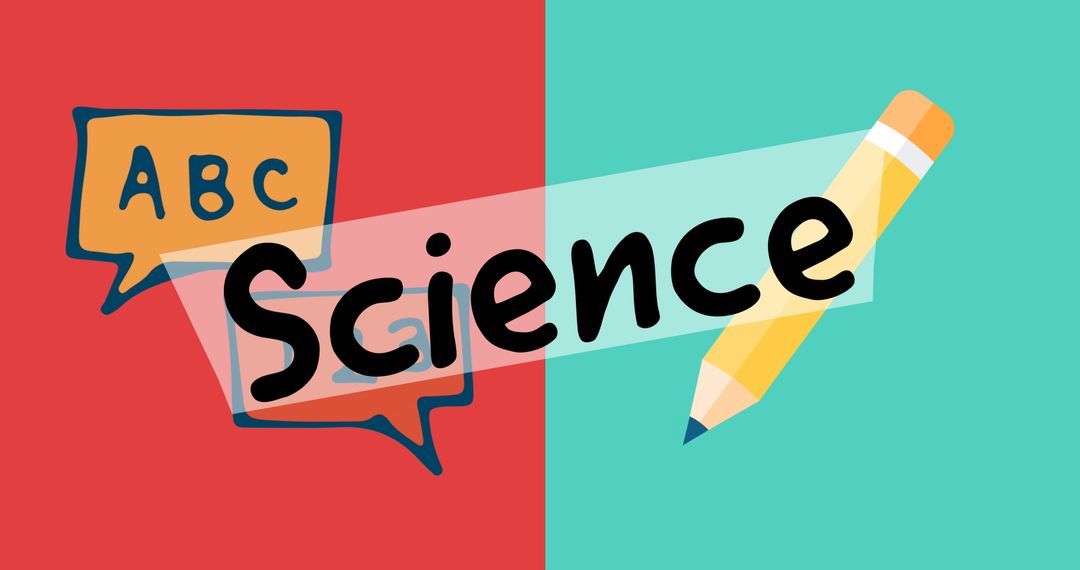 Colorful Science Banner with School Supplies and Text Animation