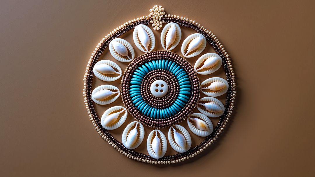 Bohemian Shell and Bead Wall Hanging with Ethnic Design