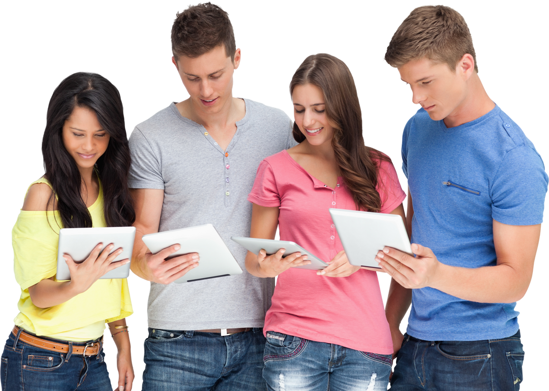 Transparent Group of Friends Using Tablets Together Leisure Time - Download Free Stock Images Pikwizard.com