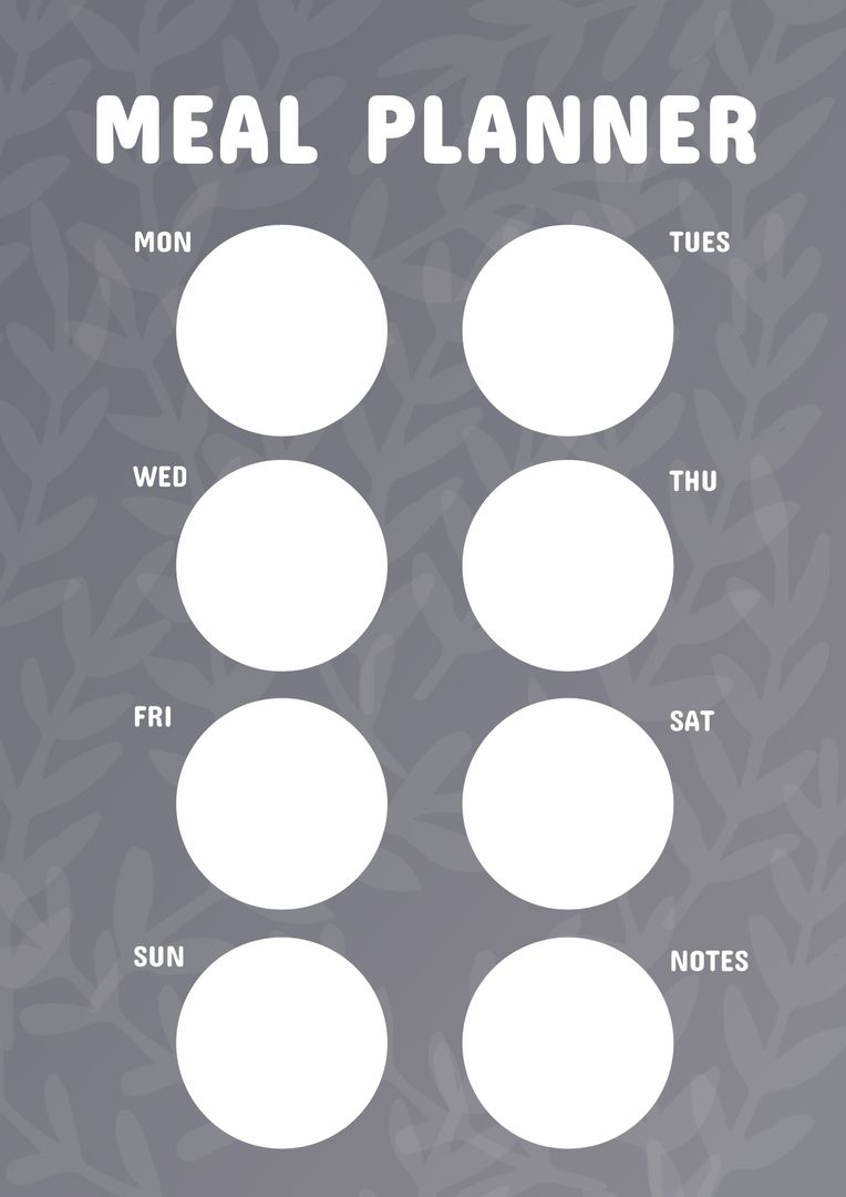 Weekly Meal Planner with Simplistic Design and Leaf Pattern - Download Free Stock Templates Pikwizard.com