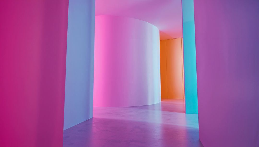 Ambiently Lit Curved Architecture in Minimalist Gallery Space