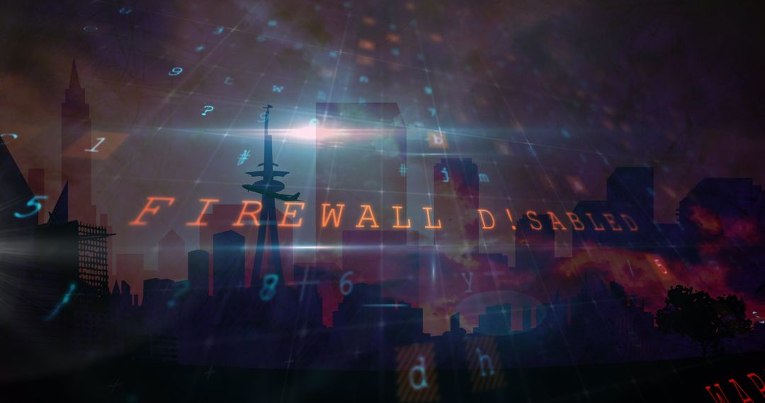 Cybersecurity Threat Over Cityscape with Digital Alert