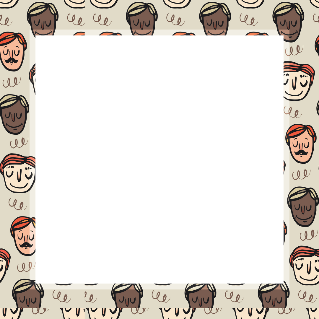 Transparent Background of Smiling Diverse Men Faces Design