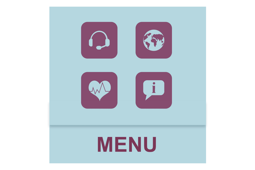 Transparent Communication Icons with Menu Text on Soft Blue Background - Download Free Stock Images Pikwizard.com