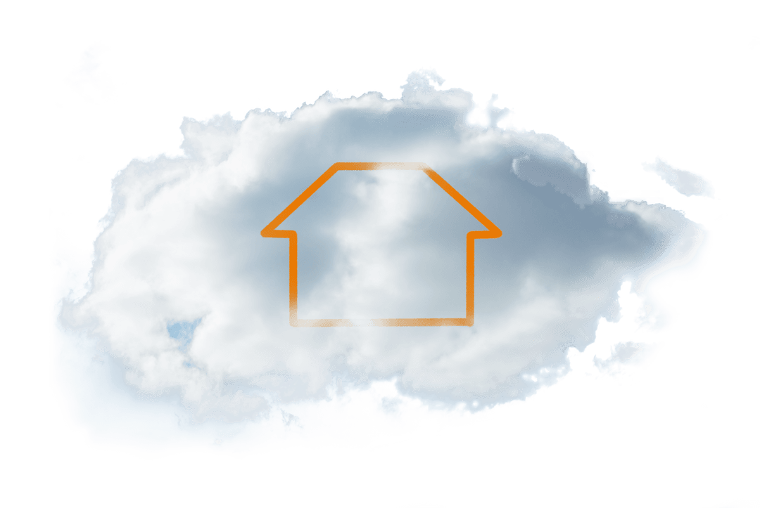 Transparent Digital House Icon Over Cloud Illustration