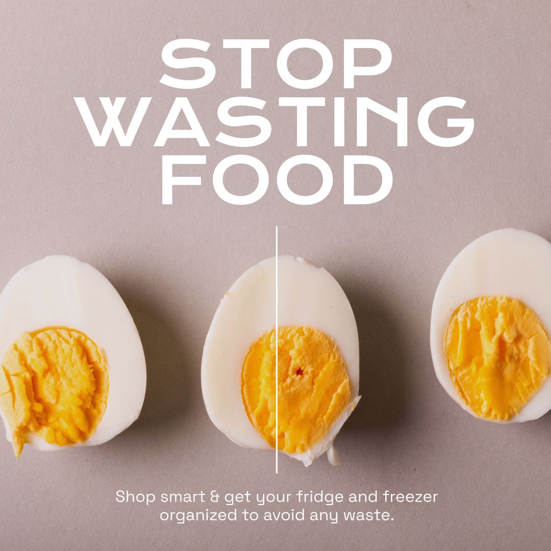 Stop Wasting Food Concept with Halved Eggs