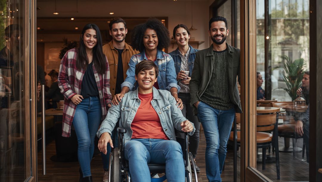 Group of Friends Enjoying Time in a Cafe Setting