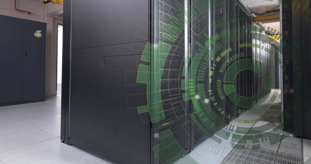 Digitally Enhanced Server Room with Spinning Data Interface
