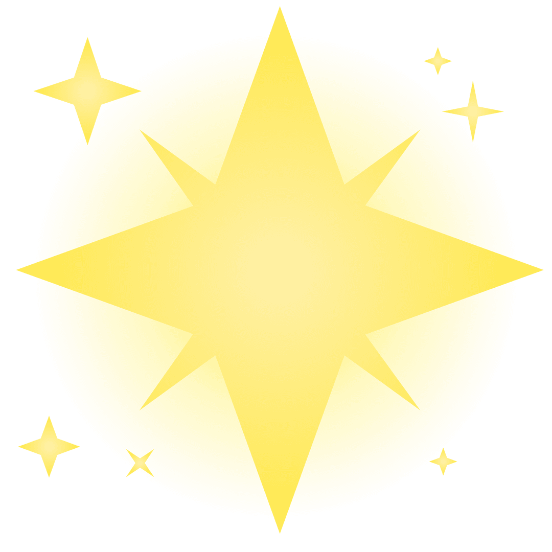 Glowing Gold Star with Sparkles on Transparent Backdrop