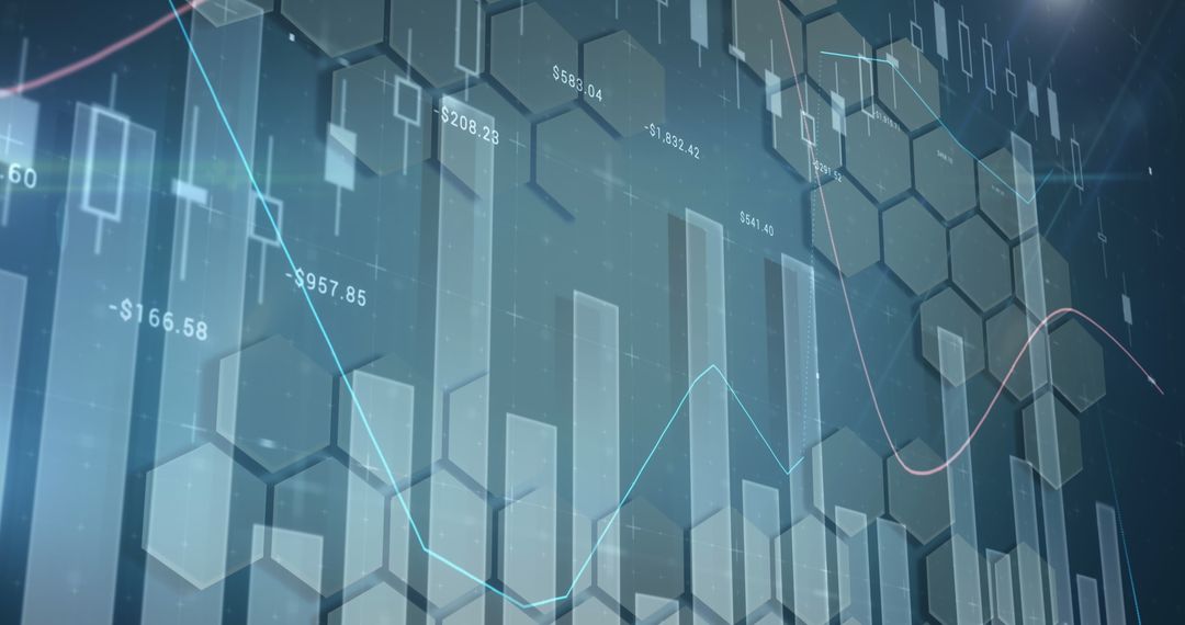Abstract Financial Data with Hexagonal Network Design - Free Images, Stock Photos and Pictures on Pikwizard.com