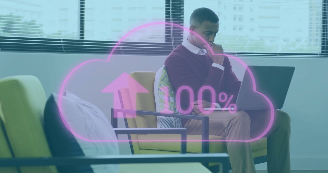 Cloud Computing Concept with Businessman Using Laptop