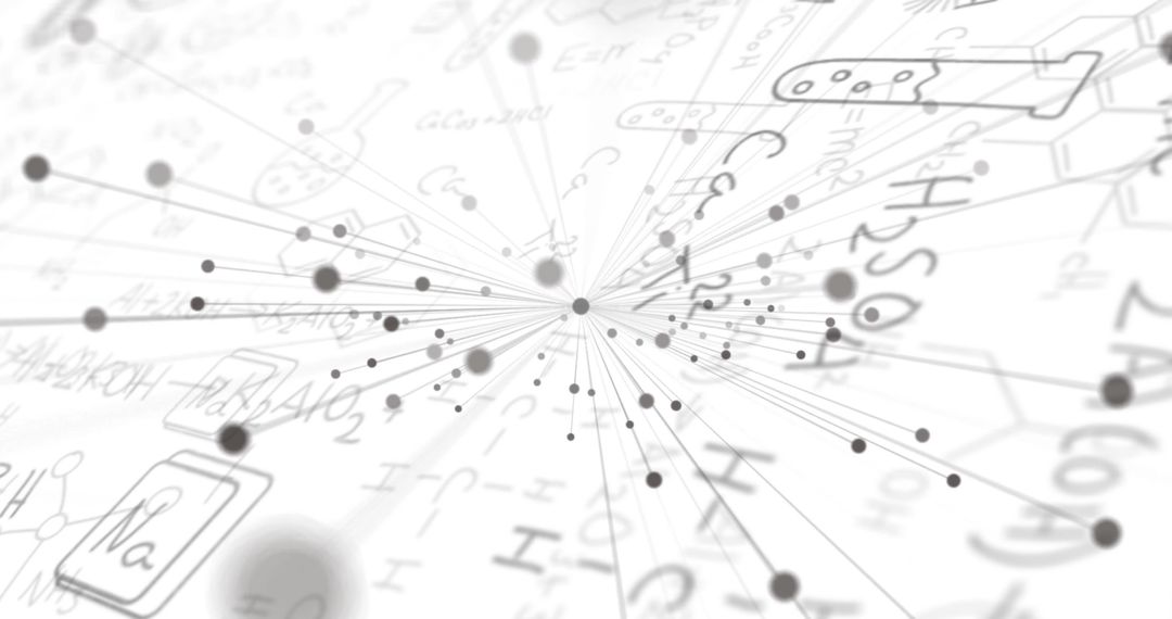 Abstract Network Overlaid on Chemistry Formulas Background