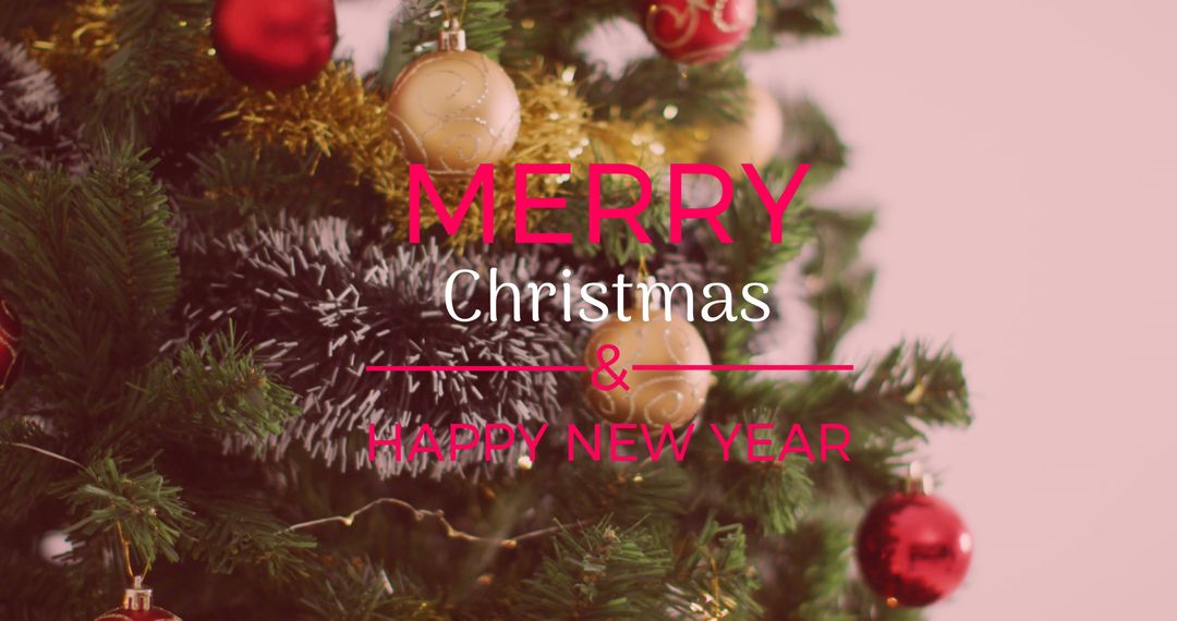 Festive Christmas and New Year Greeting Card Design with Tree