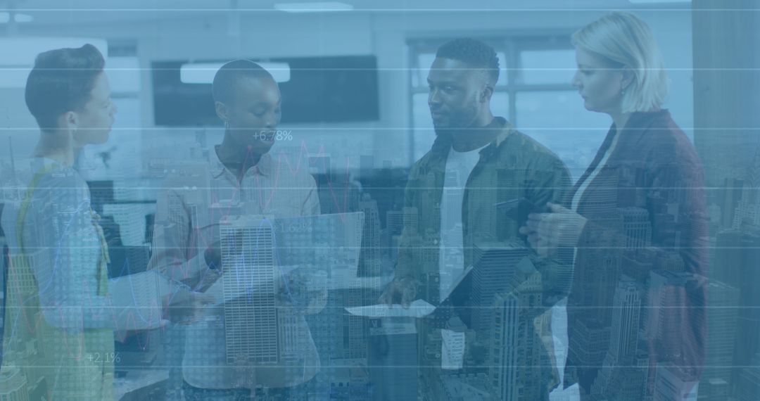 Diverse Business Team Discussing Global Data