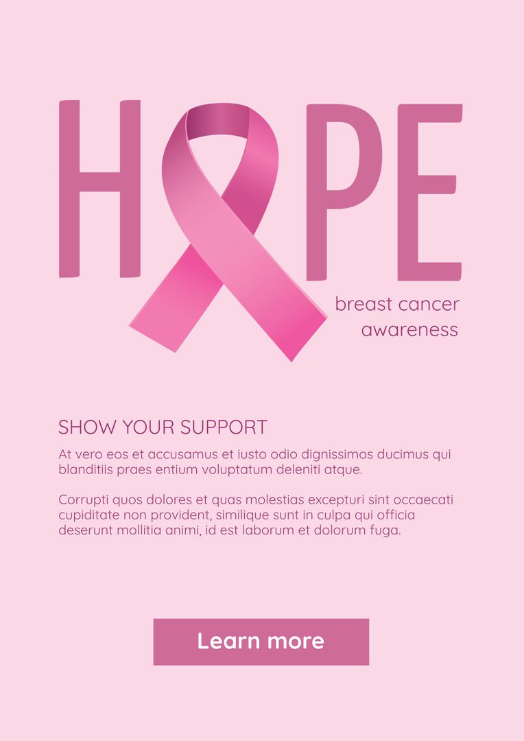 Pink Ribbon Hope Poster for Breast Cancer Awareness Campaign - Download Free Stock Templates Pikwizard.com