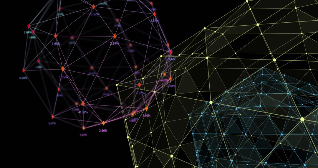 Digital Data Globes with Connecting Networks on Black Background