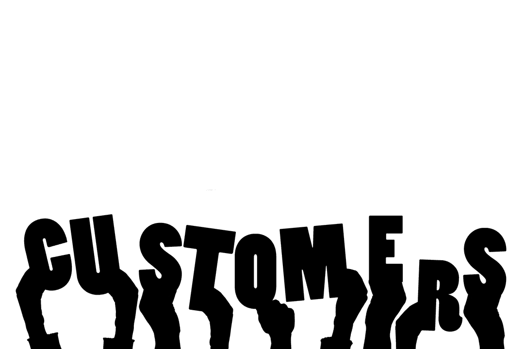 Transparent Hands with Customers Text Symbolizing Communication