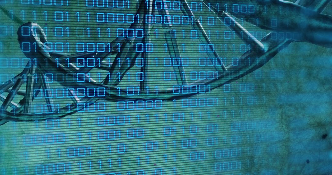 Dna helix rotating over binary code showing genetic data concepts