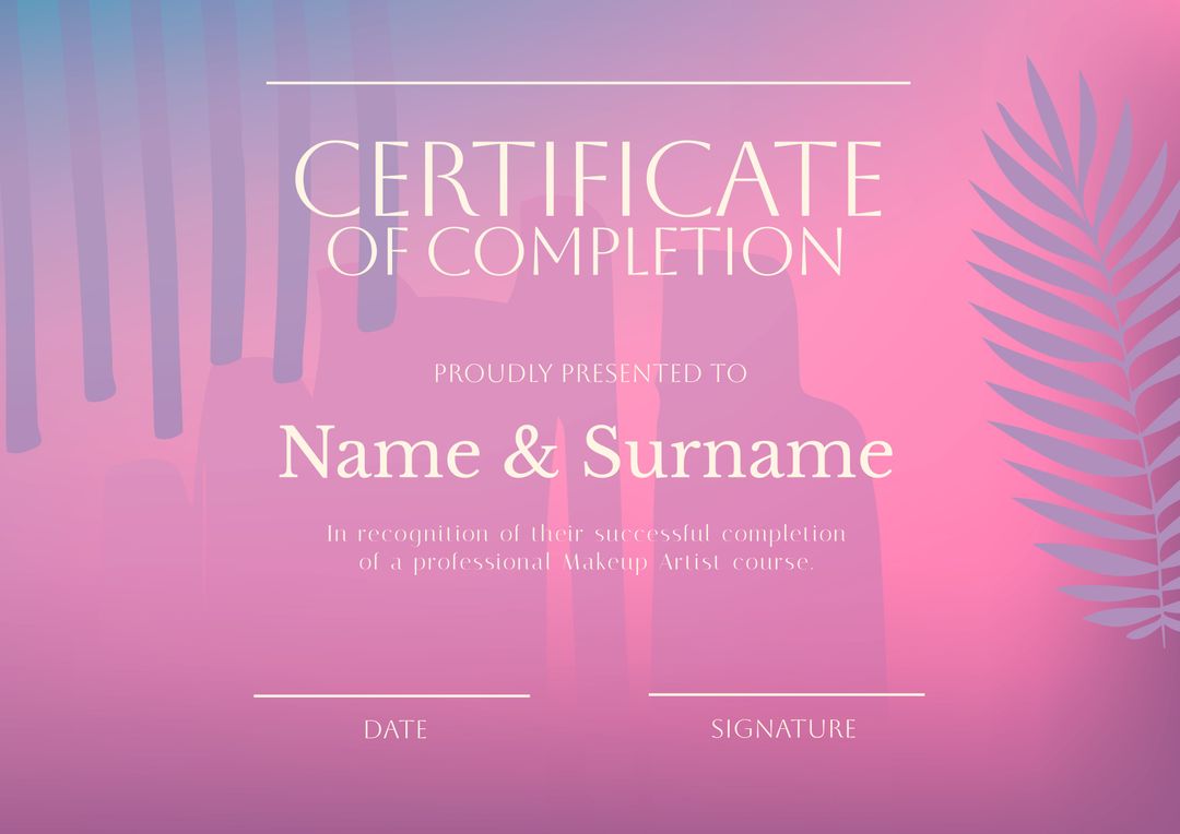 Elegant Certificate of Completion Template on Pink Background - Download Free Stock Templates Pikwizard.com