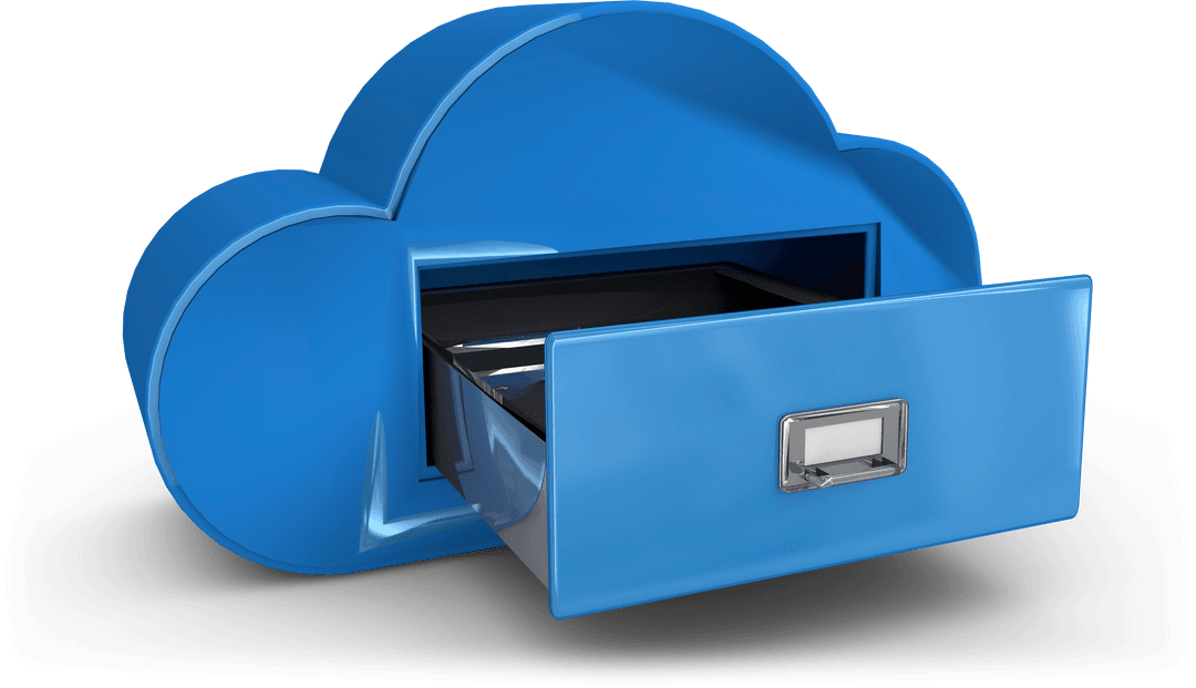 Cloud Shaped Filing Cabinet Open Drawer Digital Security Concept