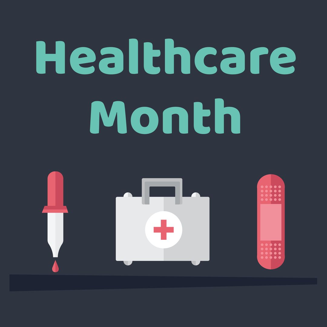 Healthcare Month Poster with Medical Icons on Dark Background - Download Free Stock Templates Pikwizard.com