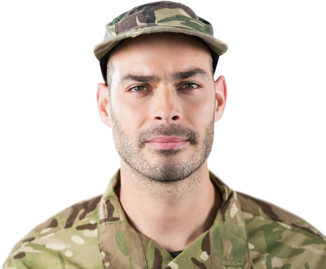 Confident Military Soldier In Camouflage Uniform On Transparent Background - Download Free Stock Images Pikwizard.com