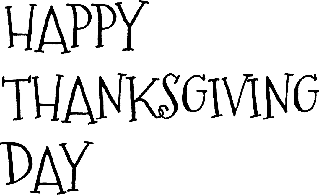 Happy Thanksgiving Day Festive Text Illustration on Transparent Background