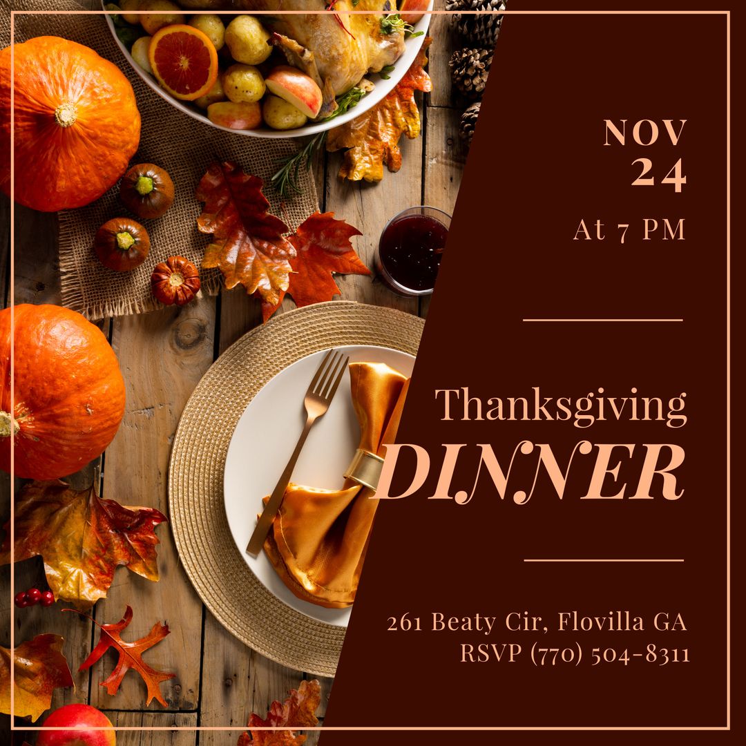 Thanksgiving Dinner Invitation with Autumn Table Setting