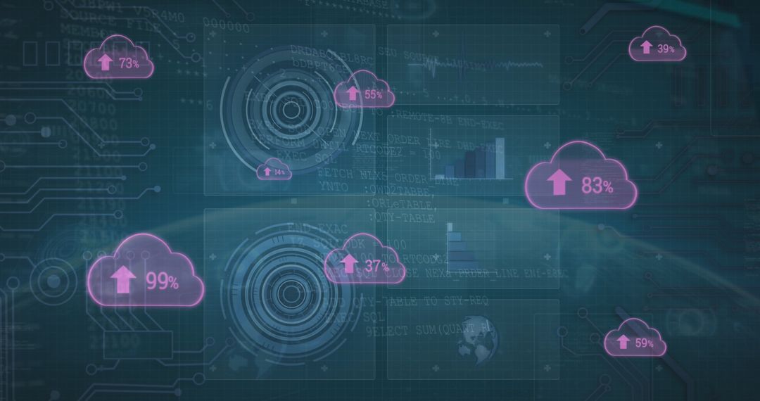 Futuristic Cloud Data with Infographics and Digital Interface