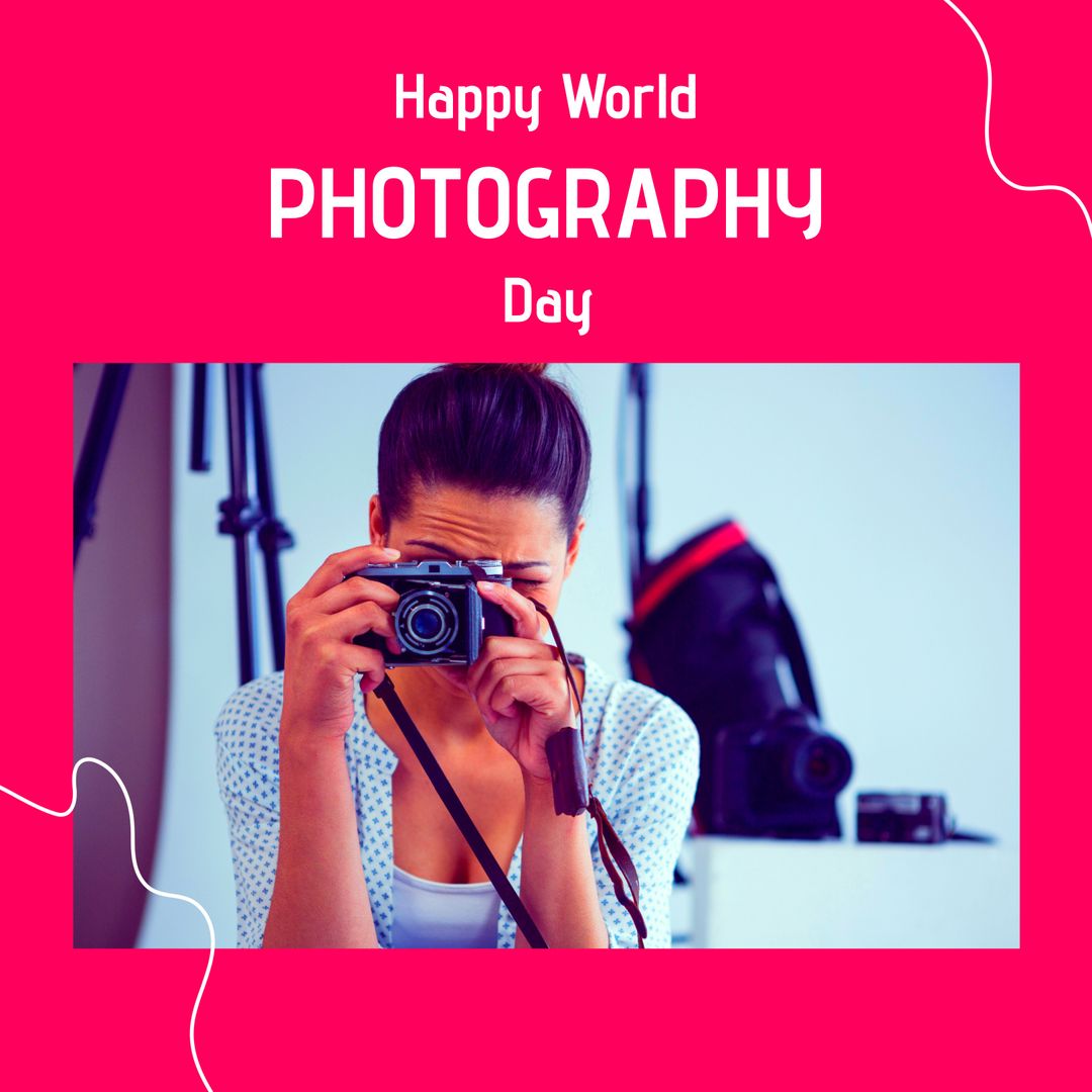 Female Photographer Celebrating World Photography Day in Professional Studio - Download Free Stock Templates Pikwizard.com