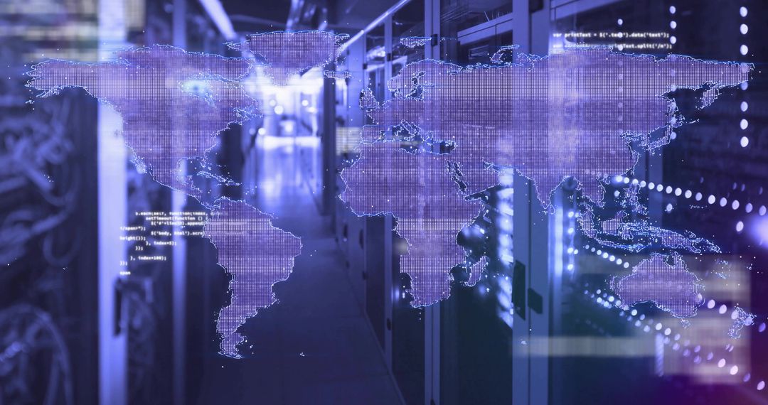 Virtual World Map Overlay on Advanced Datacenter Aisle