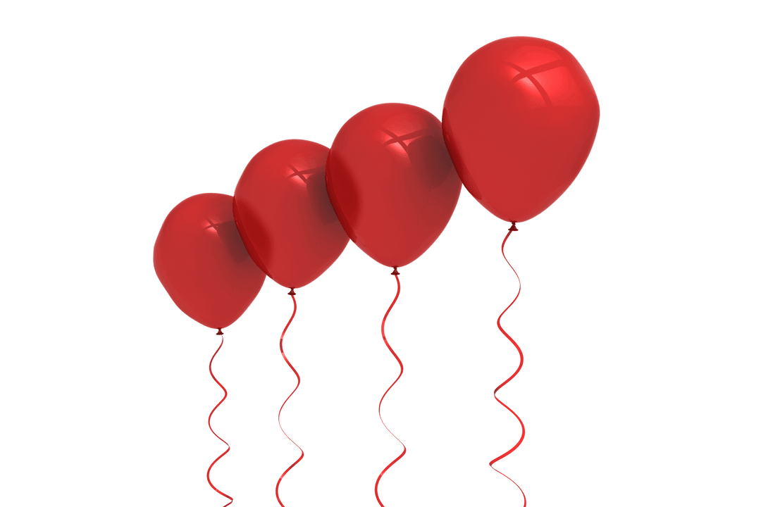 Shiny Red Balloons Transparent Background Vector Illustration