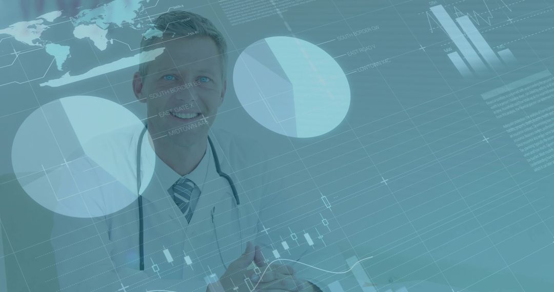 Medical Professional Analyzing Data with Digital Charts and Technology