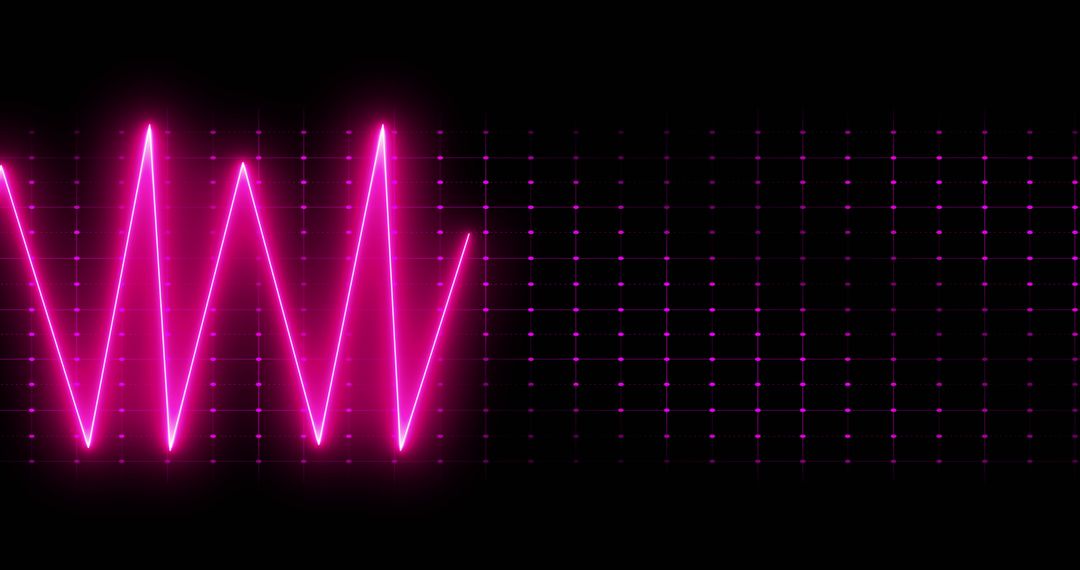 Neon Electrocardiogram Wave On Black Background