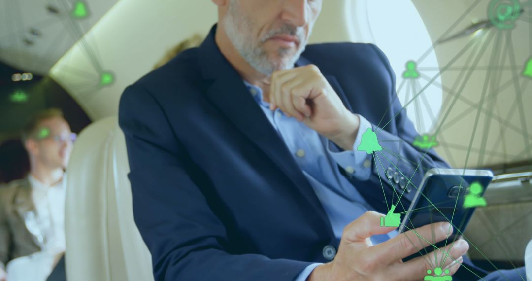 Businessman Using Smartphone with Digital Connections Concept