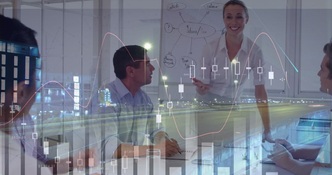 Data Analysis Meeting with Business Professionals and Financial Charts