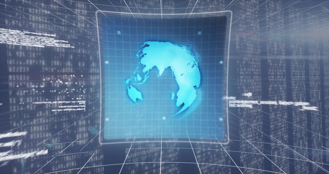 Futuristic Digital Globe with Data Streams in Blue Space