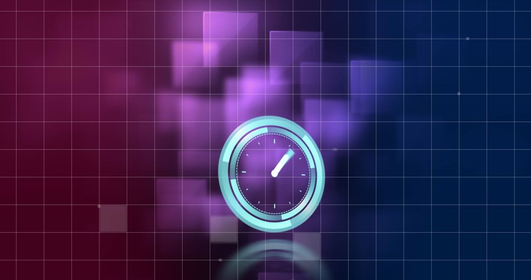 Digital Clock Symbol with Abstract Neon Background