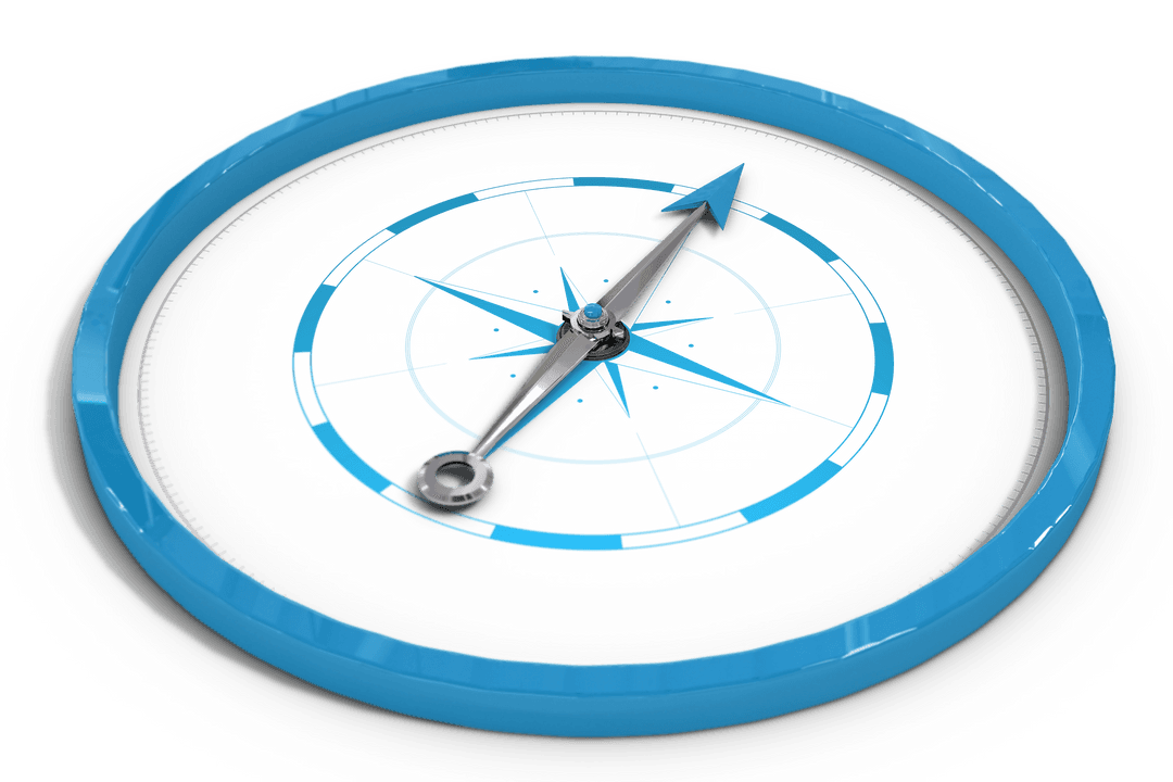 Blue Compass Vector with Transparent Background and Direction