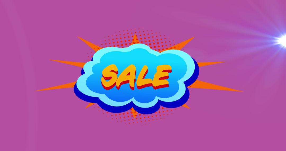 Retro Sale Bubble with Burst on Pink Background