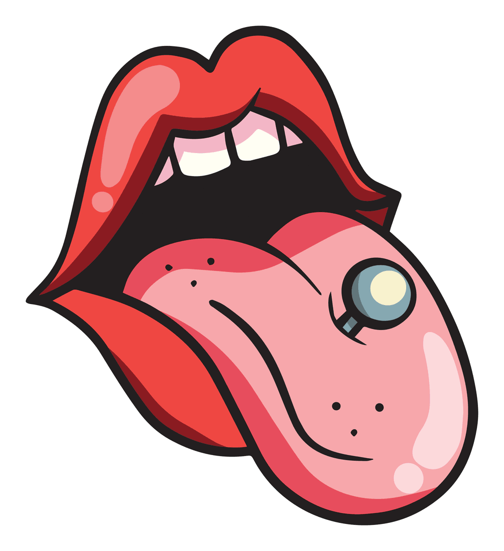 Colorful Transparent Mouth with Tongue Piercing Illustration