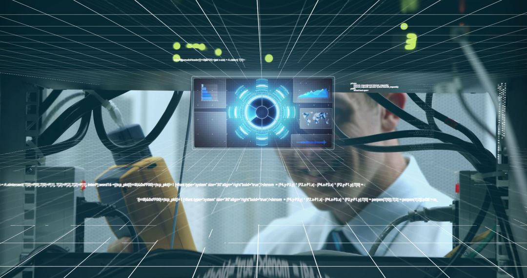 Engineer Evaluating Electrical Systems Through Digital Interface