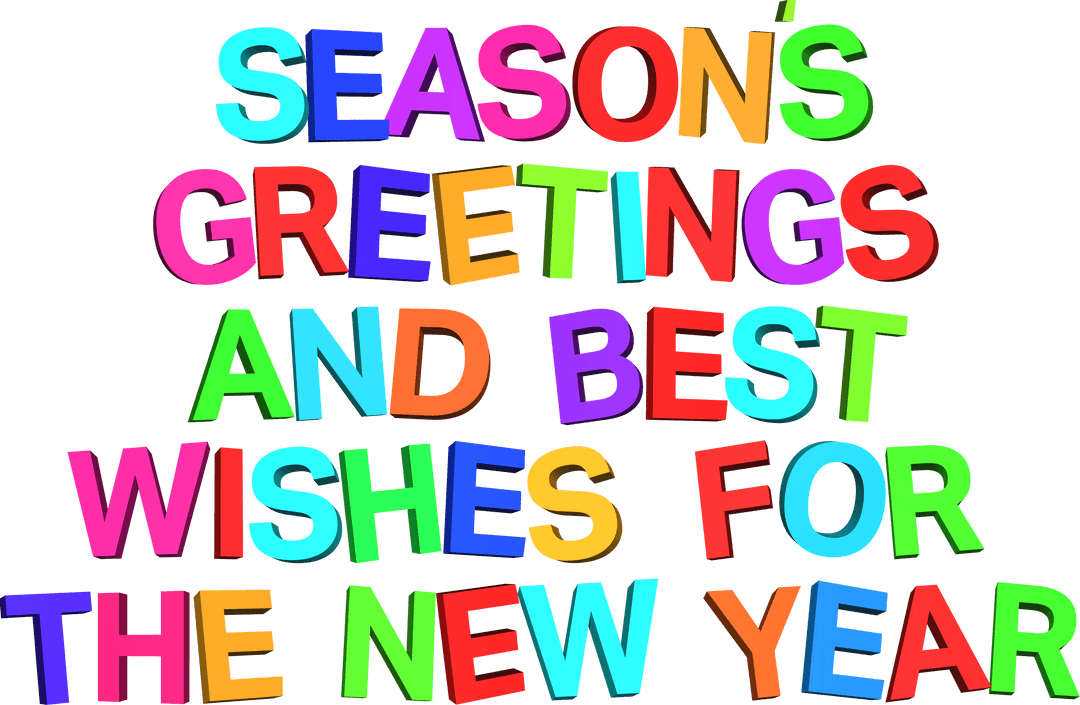 Colorful Season's Greetings Text on Transparent Background