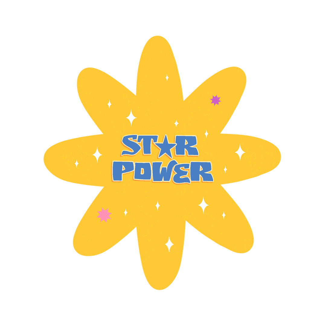 Transparent Yellow Starburst Emblem With 'Star Power' Text