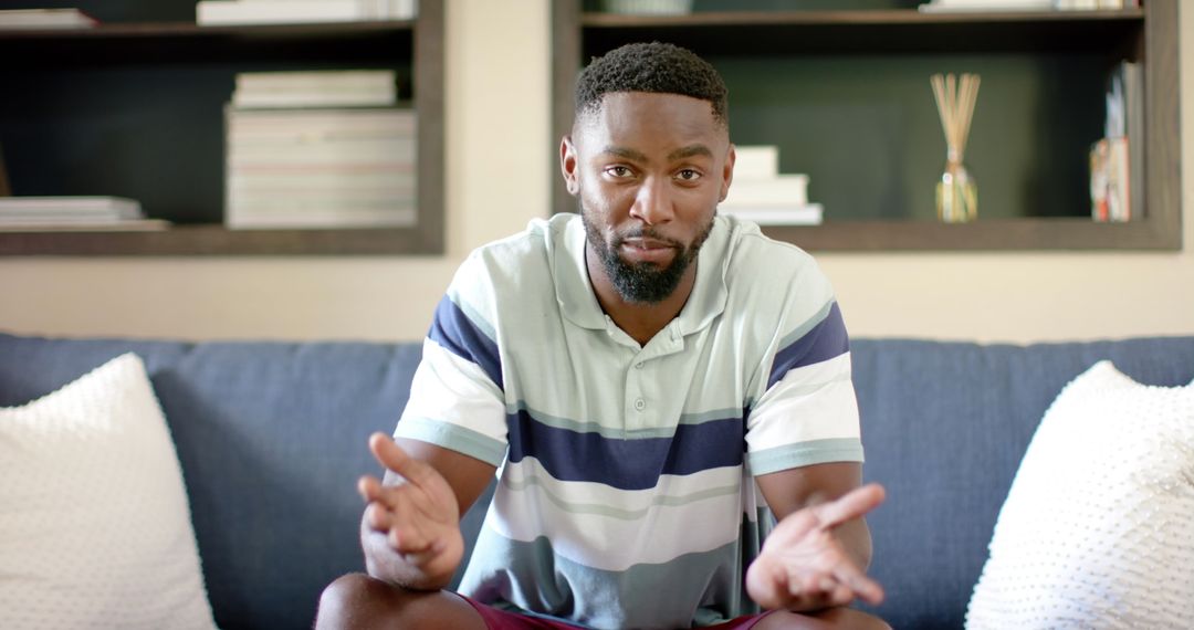 Relaxed Man Having Video Call at Home