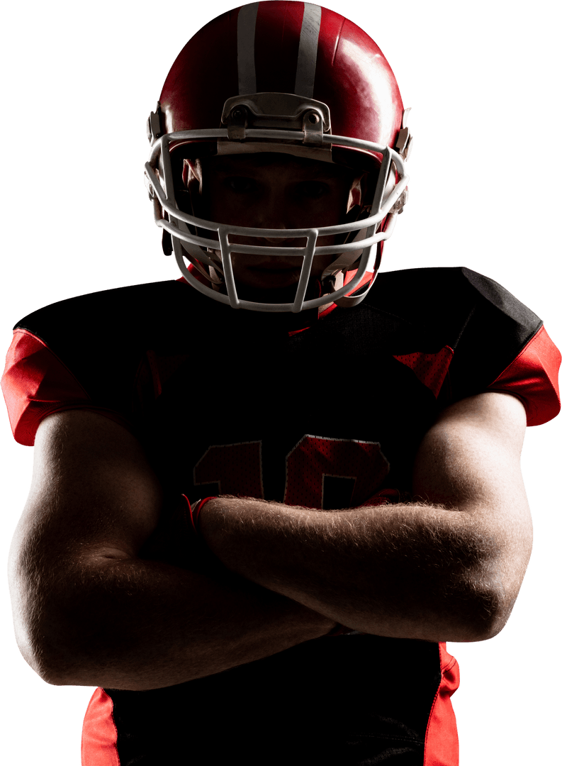 Dynamic Transparent Silhouette of Confident American Football Player