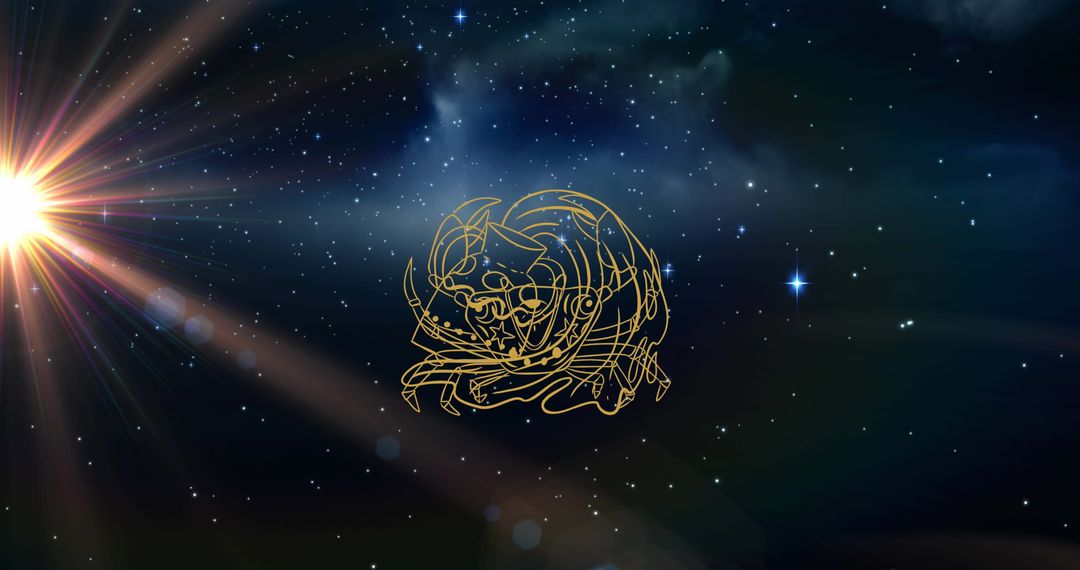 Aquarius Zodiac Symbol in Starry Night Cosmos